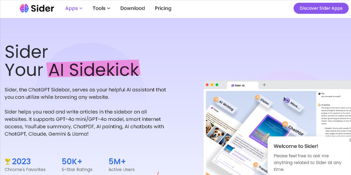 Screenshot of siders app Chrome extension homepage.